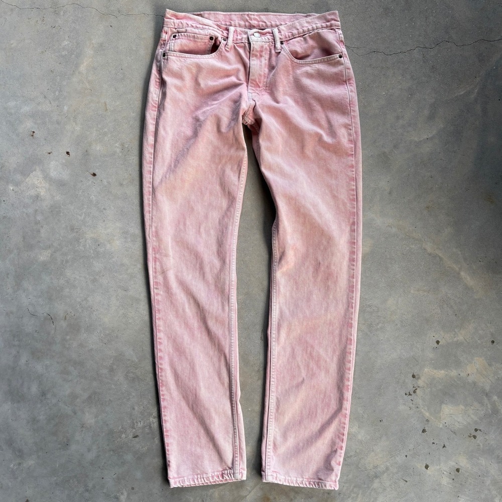 Levis 511 Slim Fit Pink Acid Wash Denim Jeans Mens 36x36 Grunge Casual Colorful